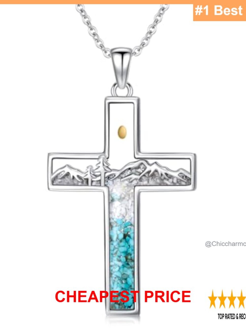 Sterling Silver Mustard Seed Necklace Cross Mountain Pendant